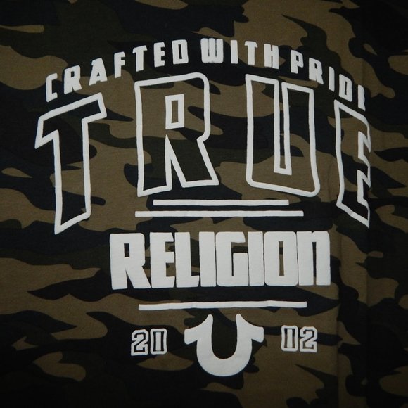 NWT MEN TRUE RELIGION CWP Graphic Crew Neck Long Sleeve CAMO T SHIRT LARGE - Picture 4 of 4